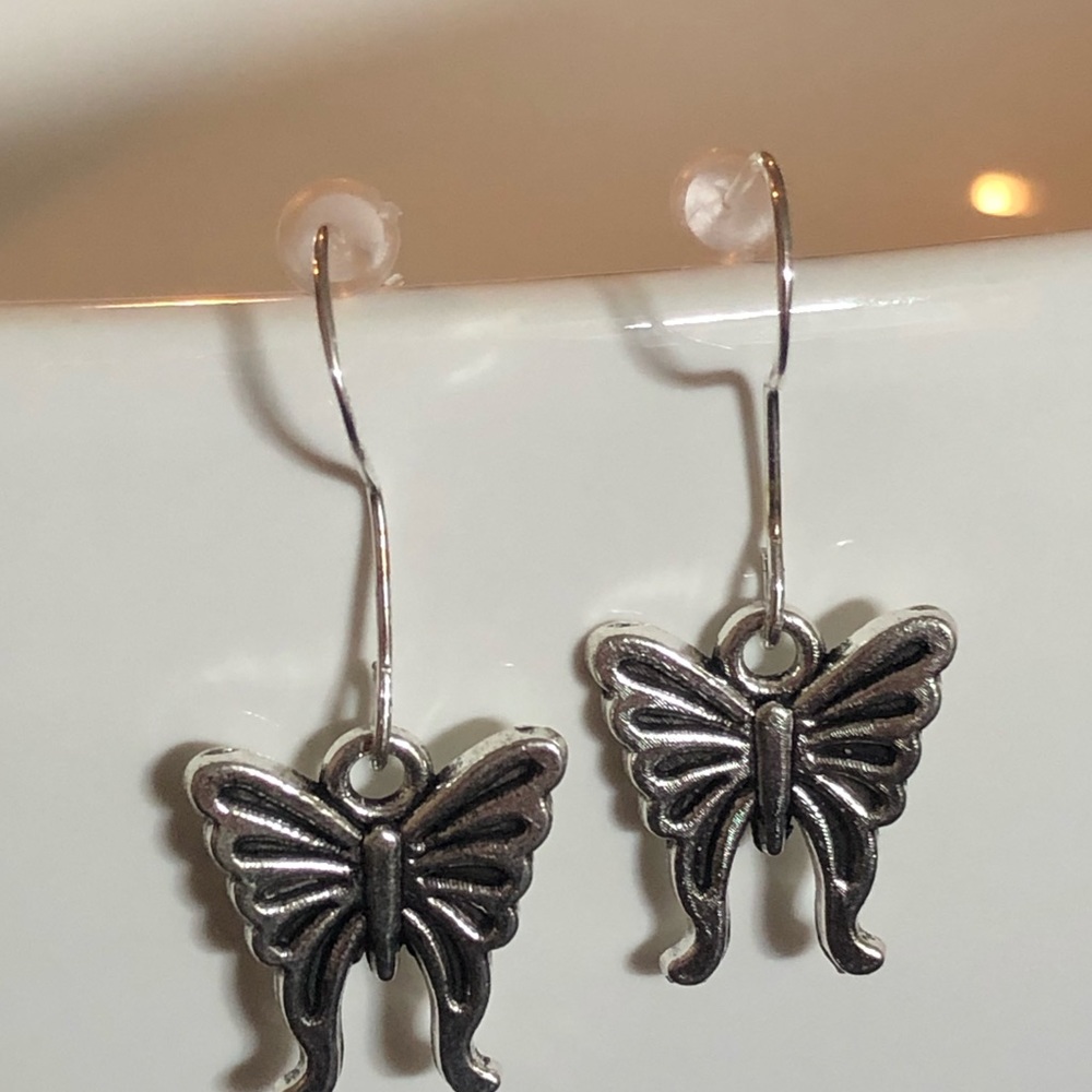 Butterfly dangle sterling silver earrings